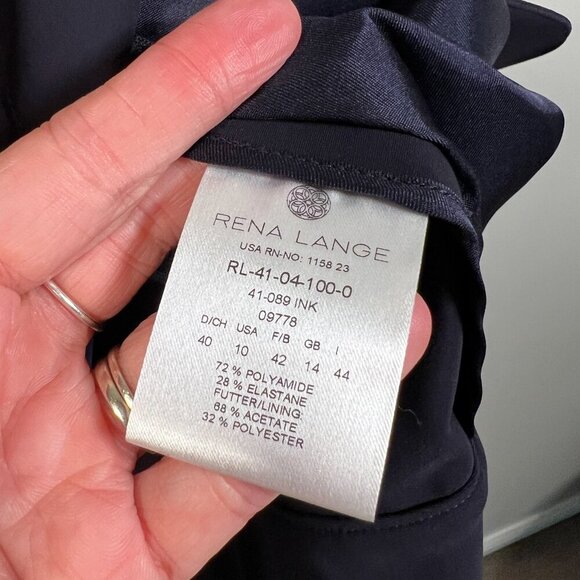 Rena Lange Blazer Jacket Size 10 Navy Blue Work Career Travel Business Office - Picture 9 of 10